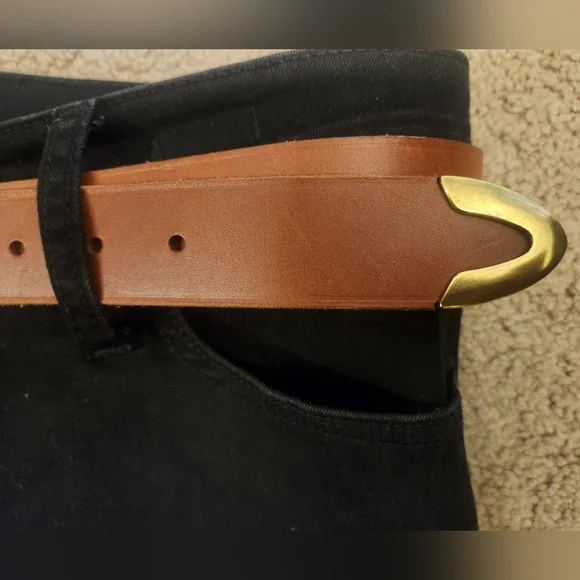 Madewell Brown Leather Belt with Gold Buckle XL - Picture 10 of 12